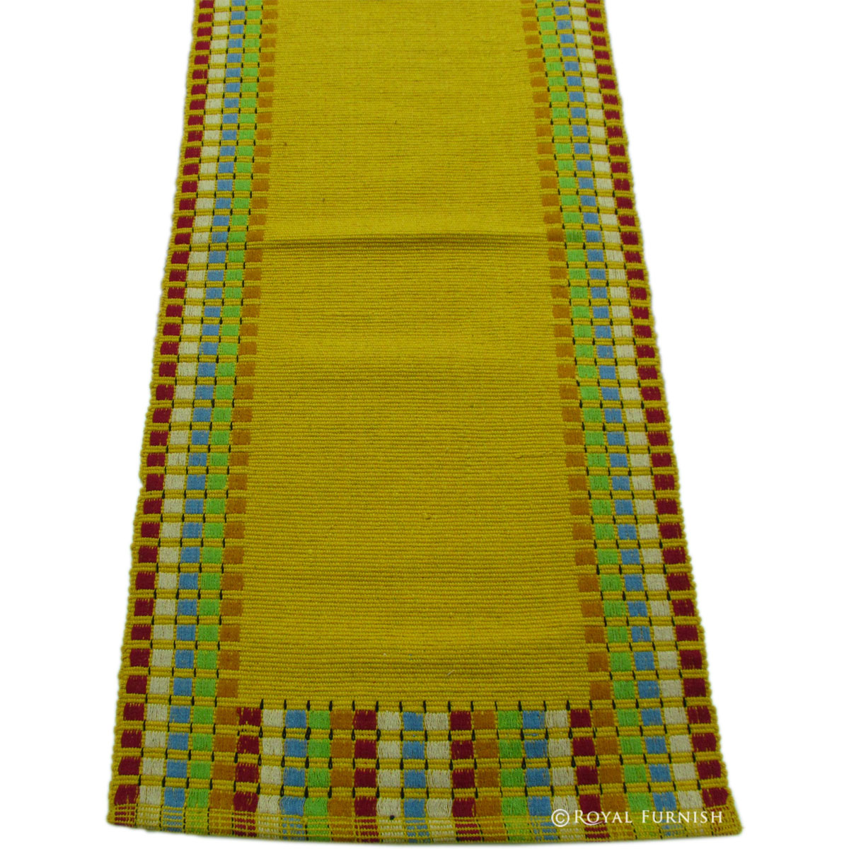 Large Yellow Indian Hand Woven Bed Side Contemporary Kitchen & Hallway