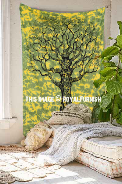Tree of Life Art Bedspread Wall Hanging Bed Sheet Blanket Twin 