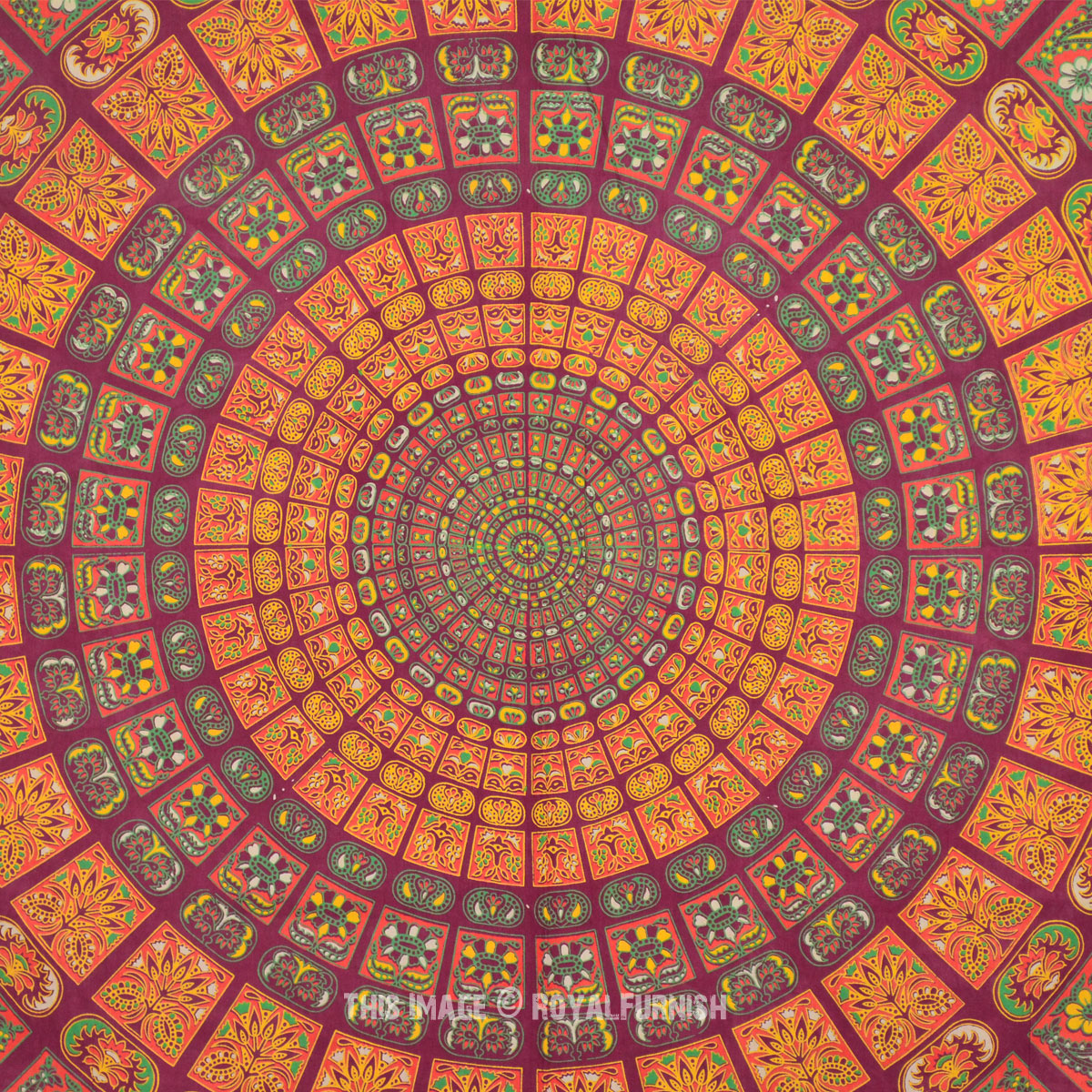 Multicolor Psychedelic Mandala Design Hippie Tapestry Wall Hanging