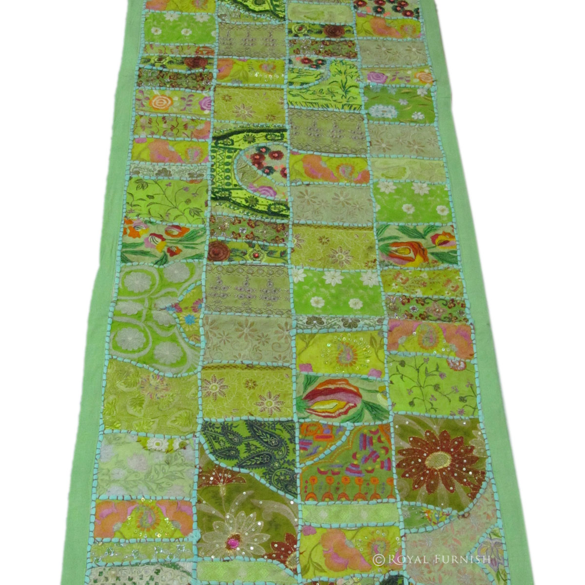 Green Antique Multi Color Patchwork Embroidered Wall Tapestry Runner eBay