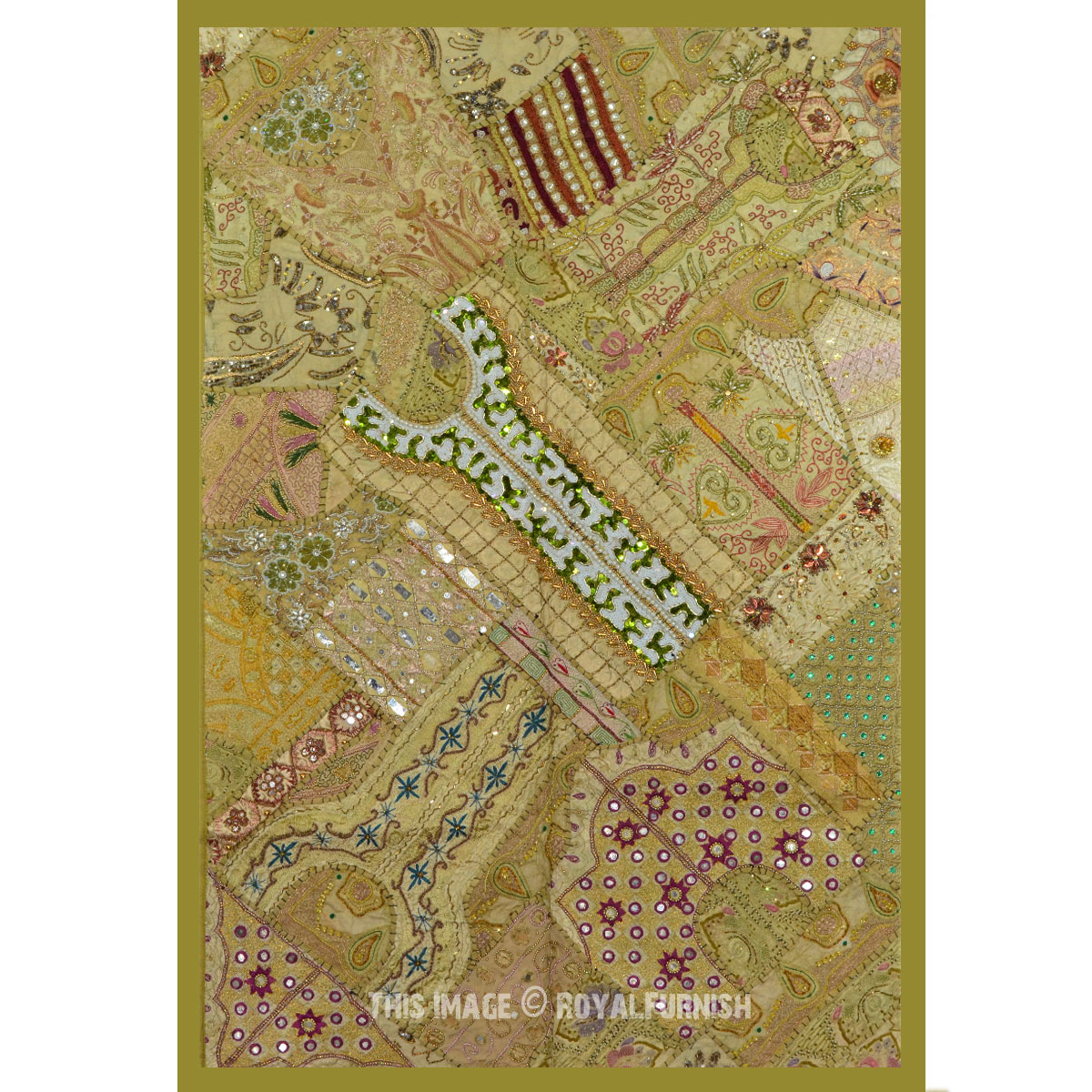 Big Size Heavy Antique and Expensive Beads Patchwork Tapestry Runner