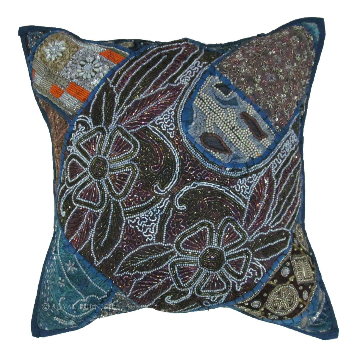 16" Inch Pink Handmade Heavy Bead Work Throw Pillow Case