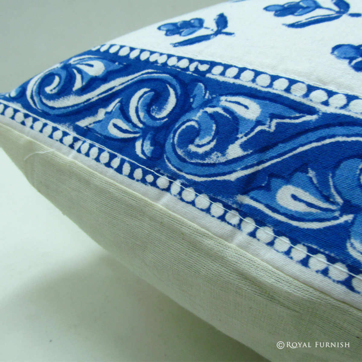 16" Inch Indian Block Printed Floral Cotton Throw Pillow