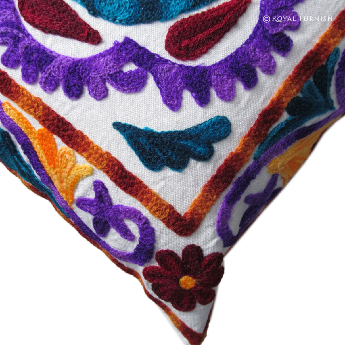 Indian Handmade Designer Cushion Cover Suzani Embroidered Handwork