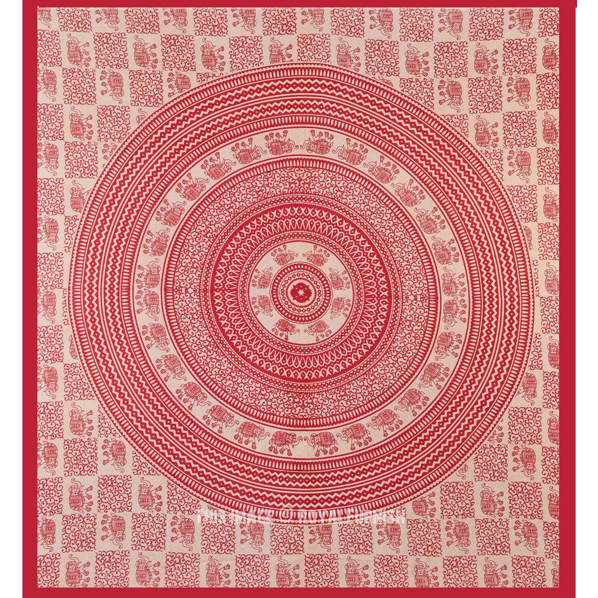 Red Indian Elephant Mandala Bohemian Tapestry Throw Wall Hanging Bed ...
