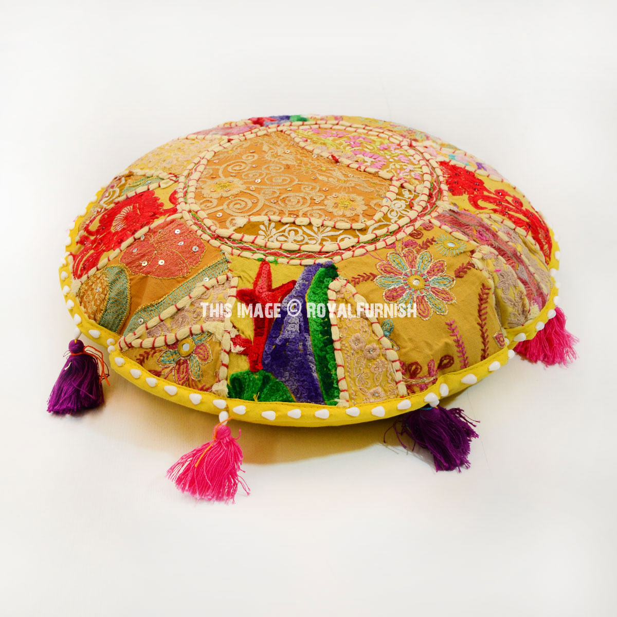 Orange Round Patchwork Floor Throw Cover Embroidered Meditation Cushion Cover28/"