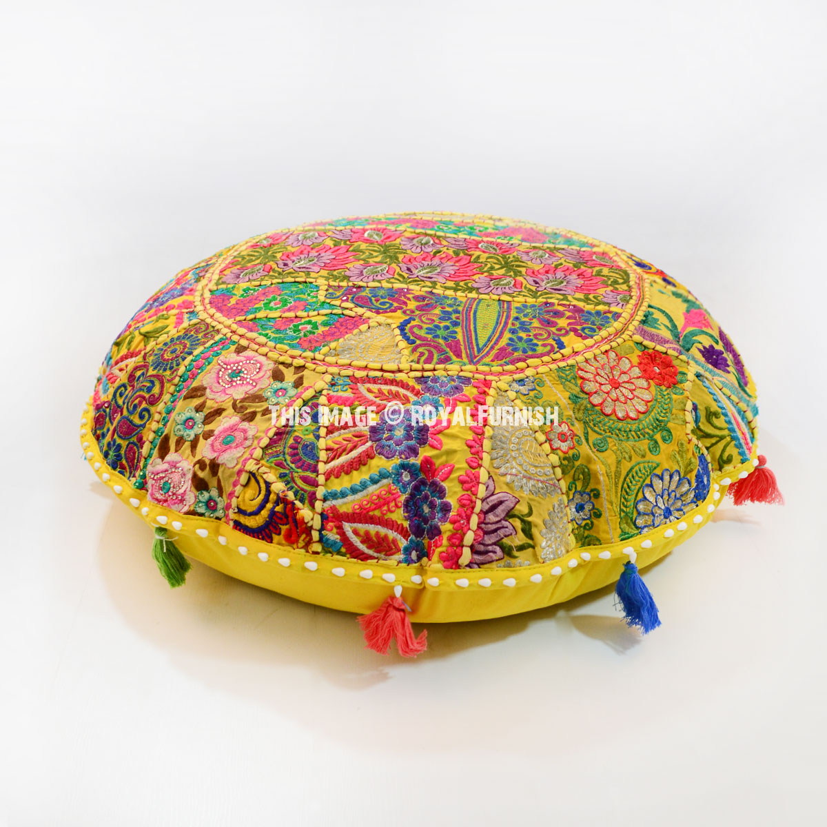 New 28" Pillow Cover Handmade Elephant Round Mandala Floor Cushion Covers Throw