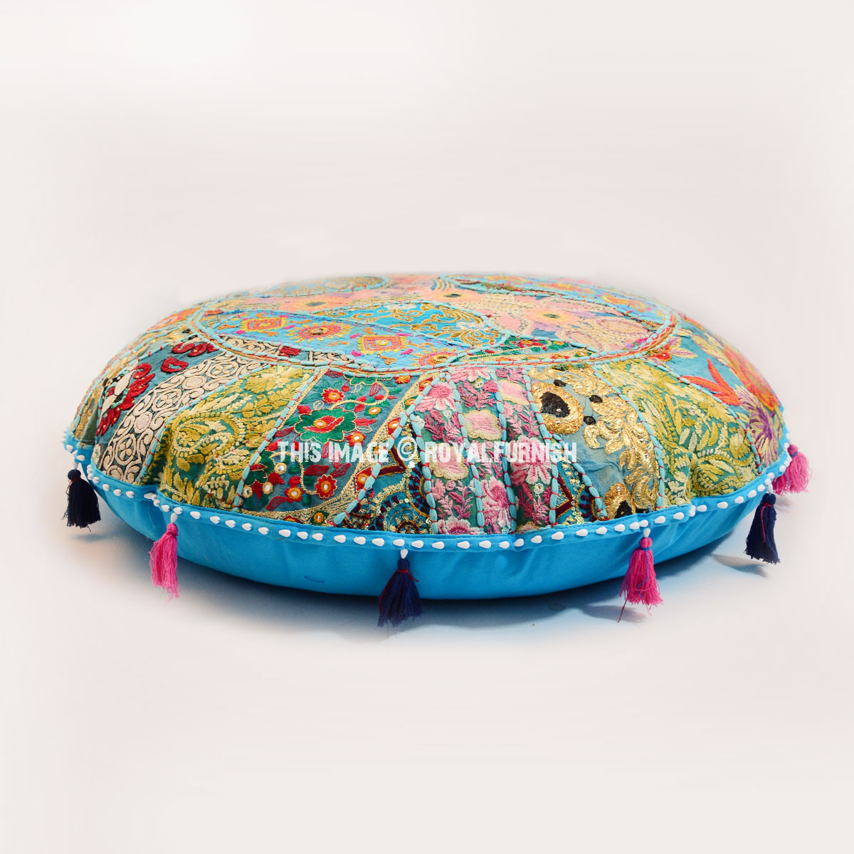 Turquoise Mandala Bohemian Floor Cushion Cover