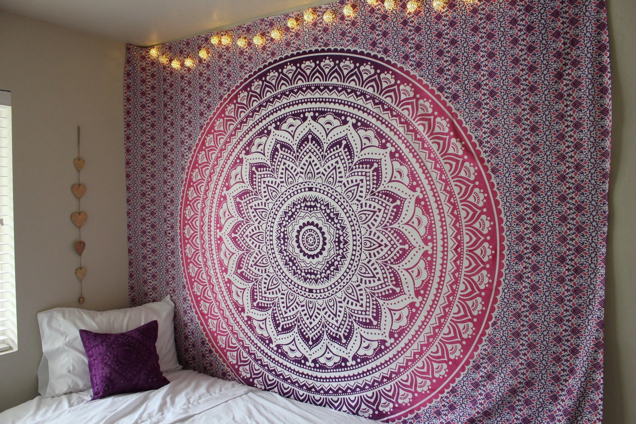 Purple Ombre Bohemian Mandala Tapestry Twin Indian Wall Hanging Throw Bedspread