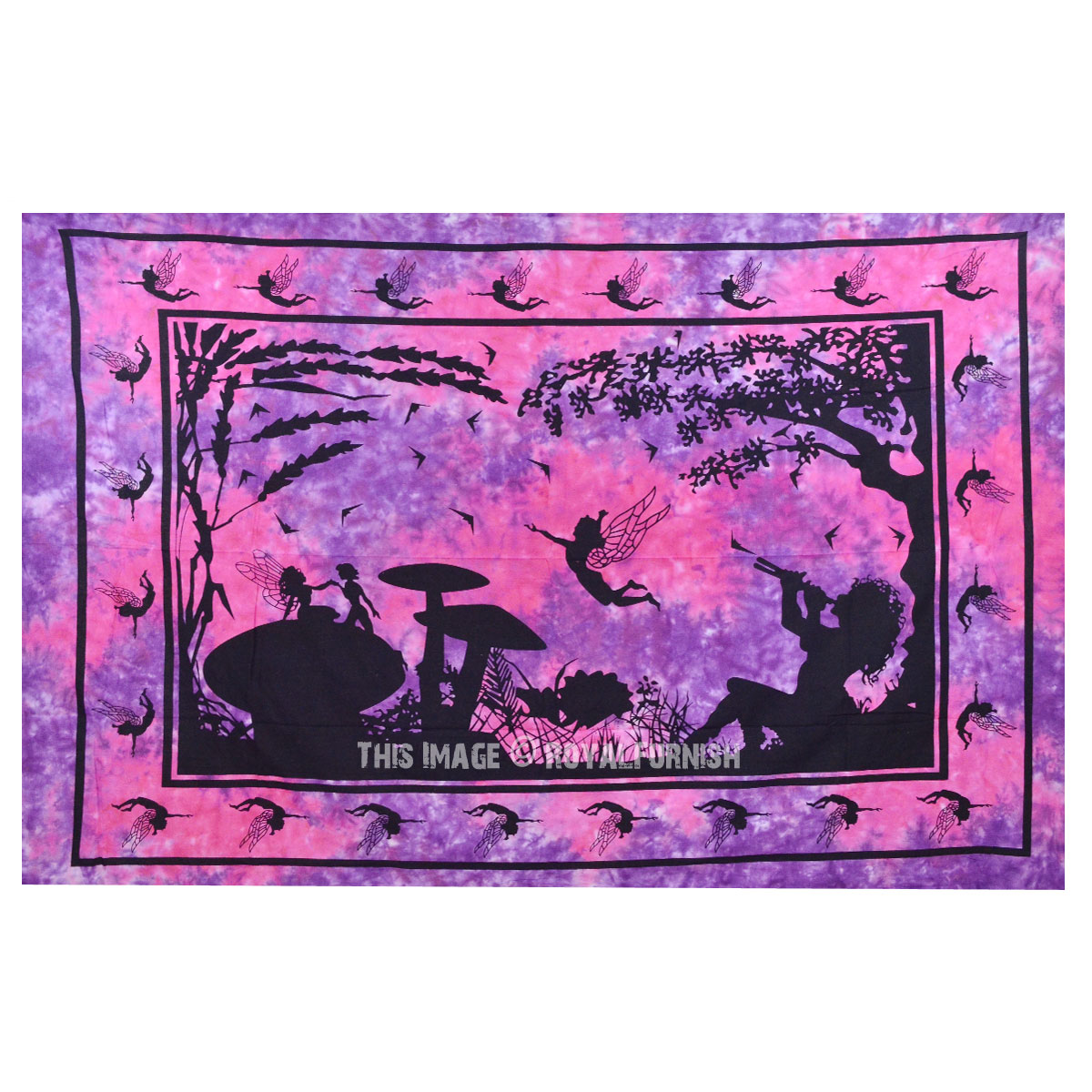 Purple and Pink Alice in Wonderland Fairy Wall Tapestry, Tie Dye