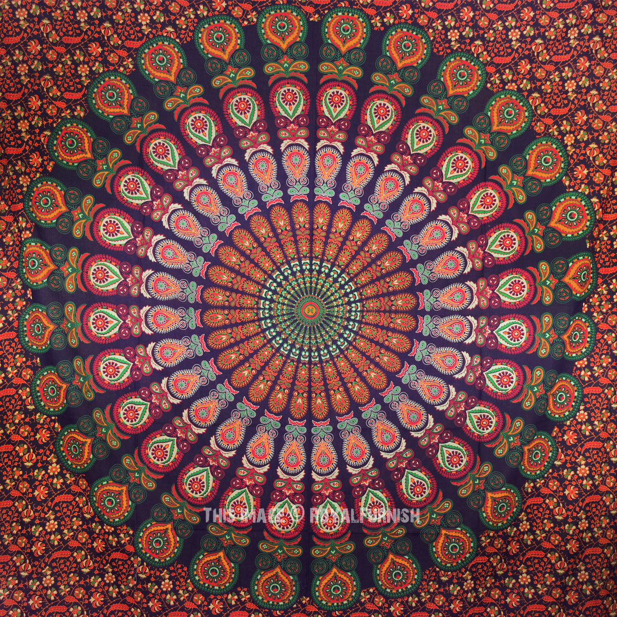 Multicolor Bird Wings Psychedelic Bohemian Hippie Indian Tapestry