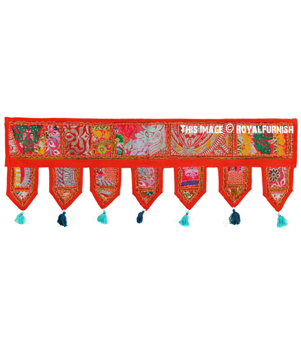 Details about   3 PC Embroidered Patchwork Toran Vintage Wall Hanging Home Decor Topper Valances 