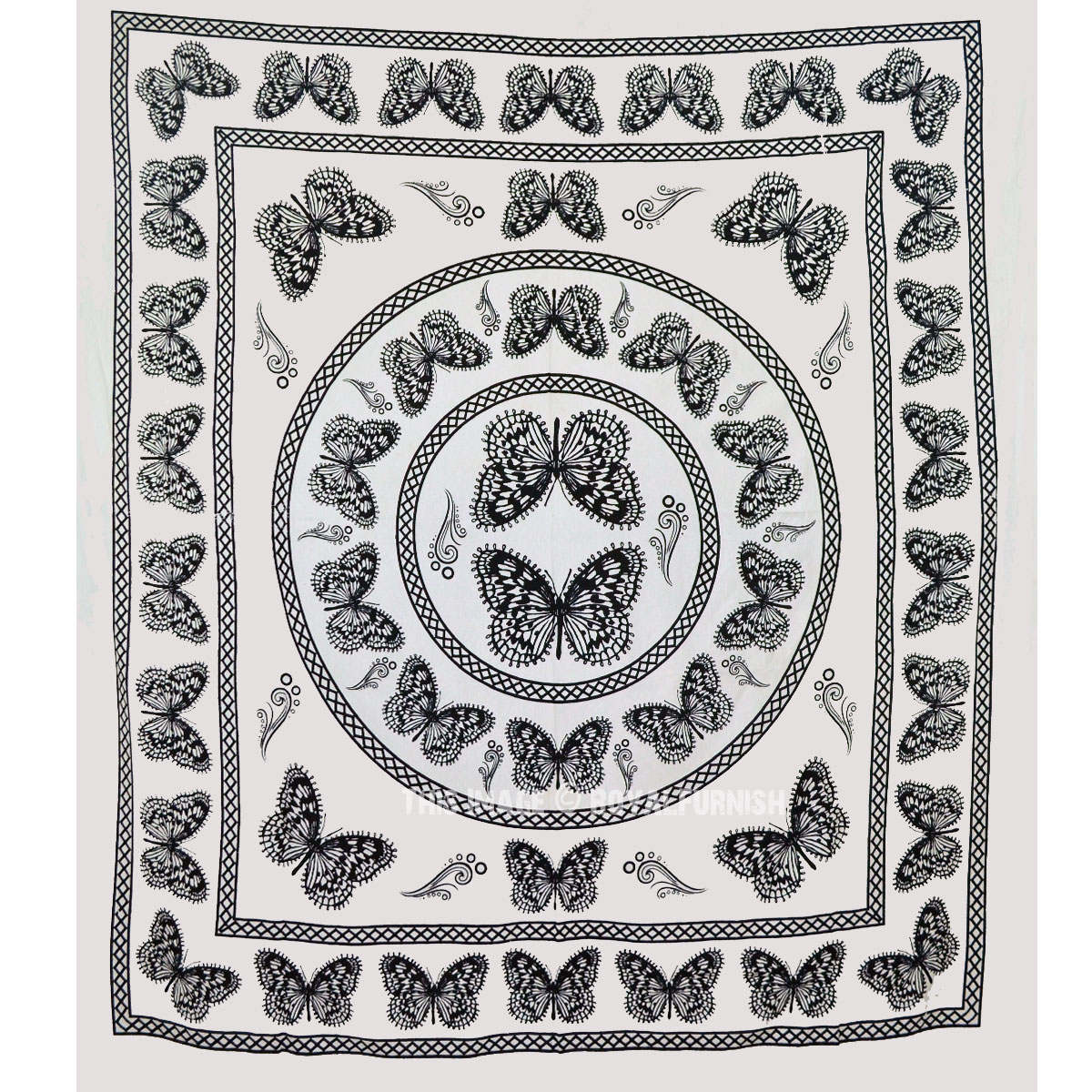 White and Black Butterfly Wall Tapestry, Bedroom Dorm Indian Bedding
