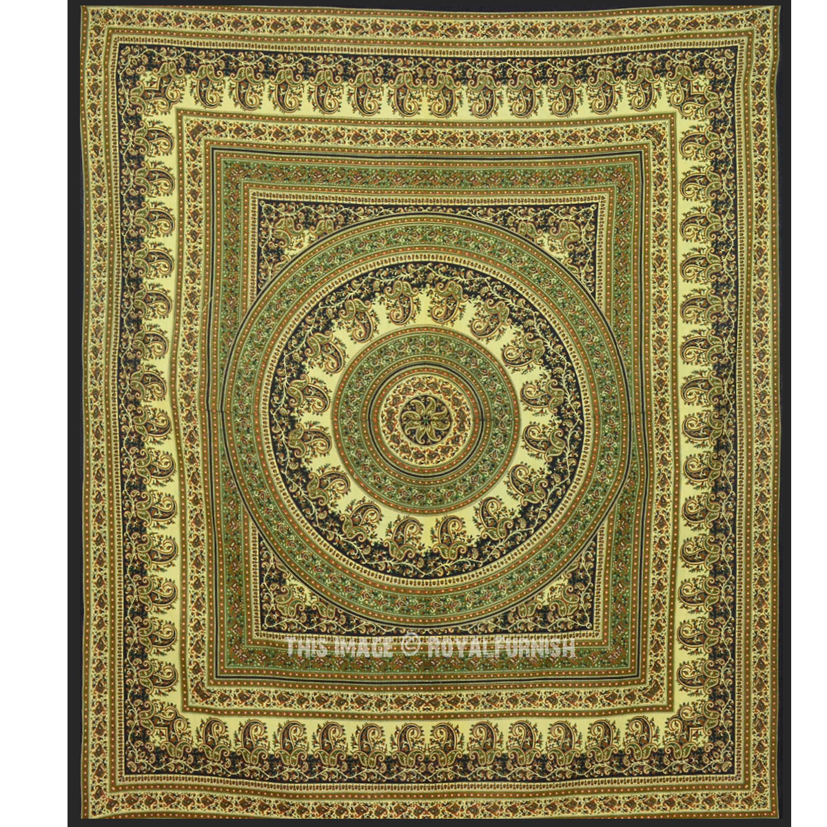 Queen Bohemian Paisley Mandala Tapestry, Wall Hanging Throw Bedding