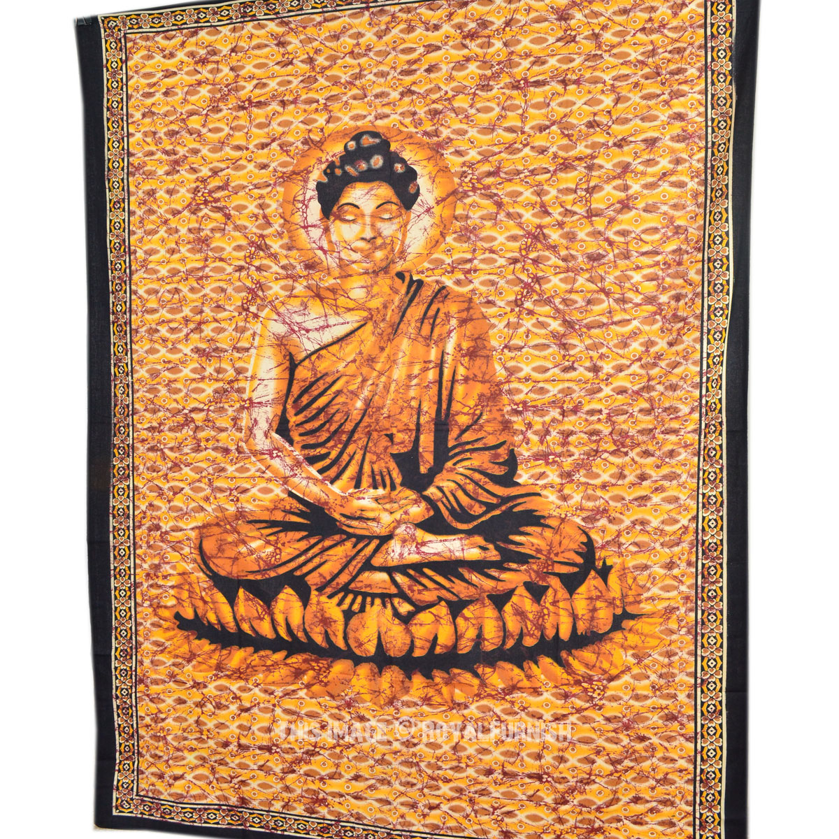 Yellow Lotus Sitting Meditation Buddha Tapestry Wall Hanging
