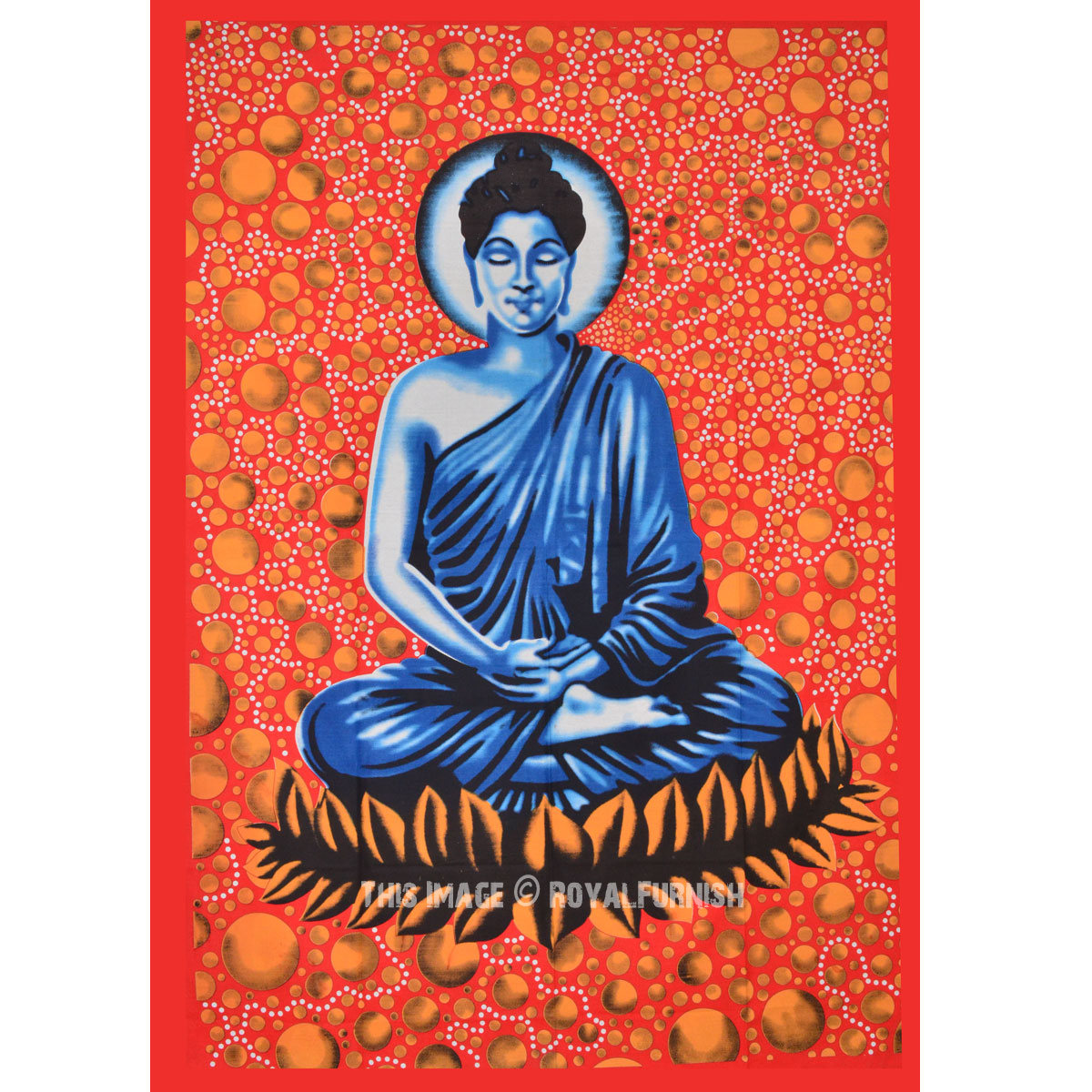 Red Small Batik Buddha Buddhist Tapestry, Wall Hanging