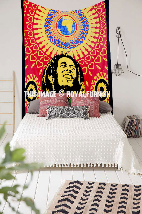 Twin Wall Hanging Rasta Bob Marley Tapestry Bohemian Home Decor Bedspread 