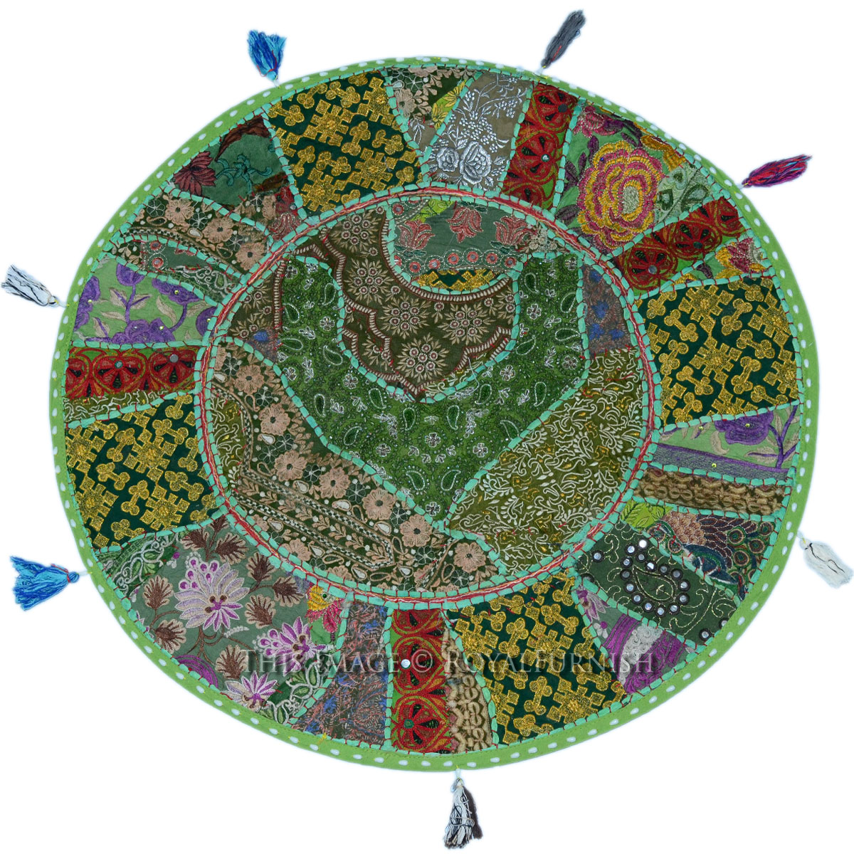 Green BIG Patchwork Decorative Round Floor Pillow Sham eBay