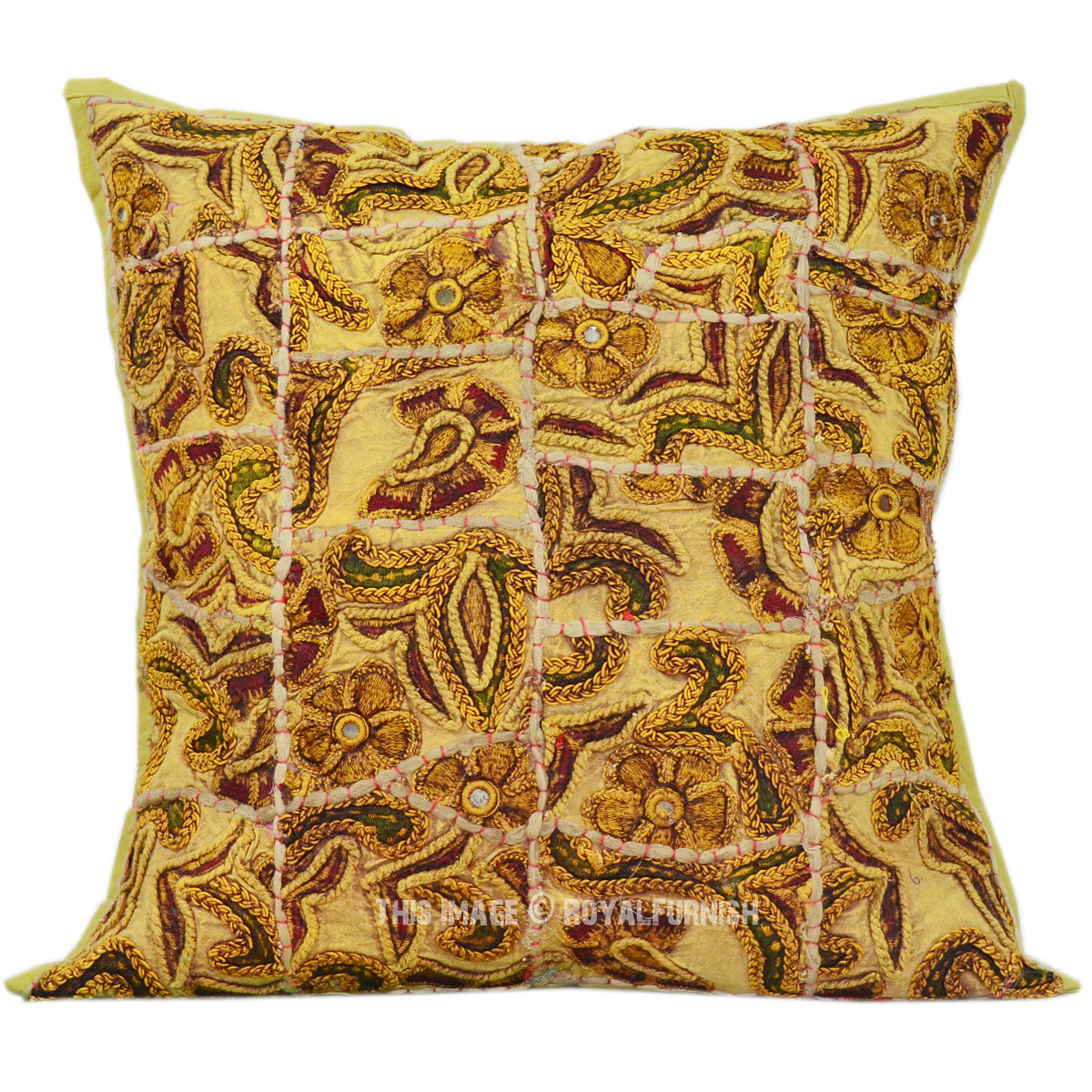 18"x18" Unique Floral Patchwork Embroidered Bohemian Throw Pillow Case