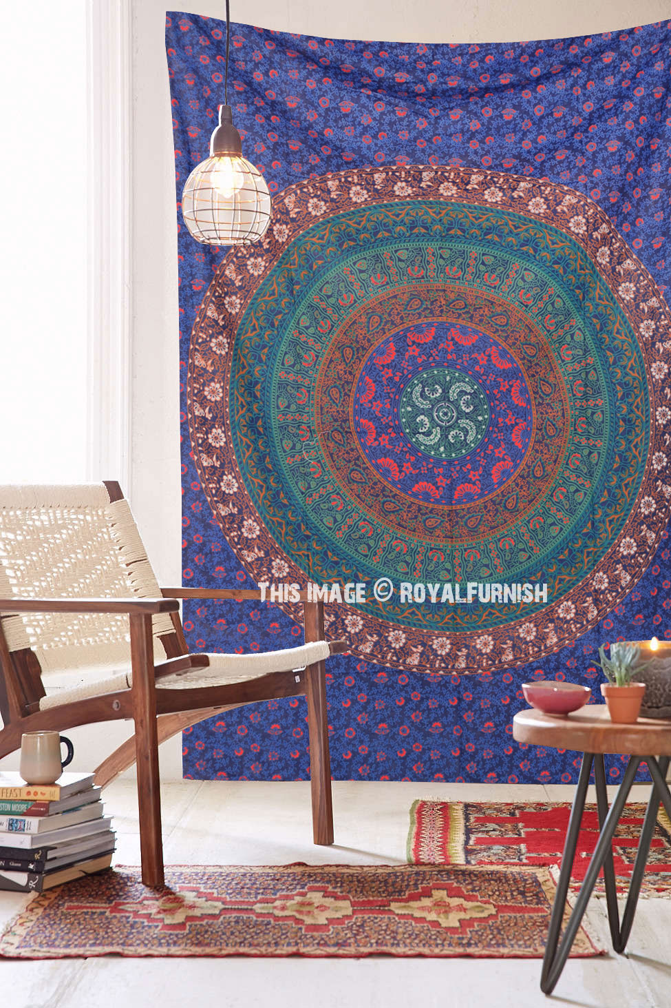 thumbnail image 2 of Indian Mandala Bedspread – 100% Cotton, Double Size, Multicolored – Bedding / Tapestry / Throw 2 of 5