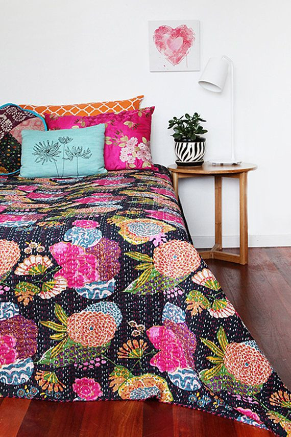 Details about   Black Color Coverlets Home Bedding Kantha Quilt Bedspread King/Twin Size Blanket 