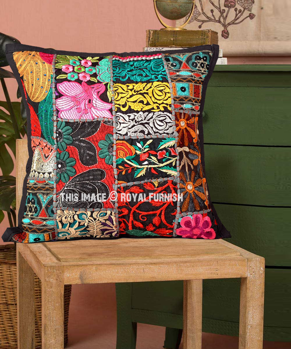 Bohemian Cushion Covers 60x60 cm Patchwork Cotton 24x24 Indian Throw  Pillows
