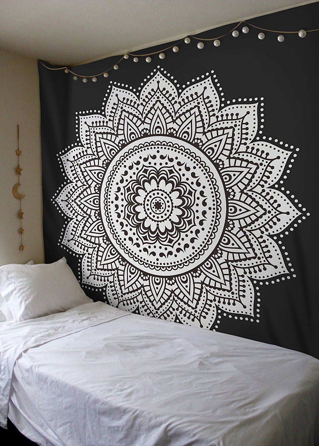 Black & White Rangoli Mandala Wall Tapestry