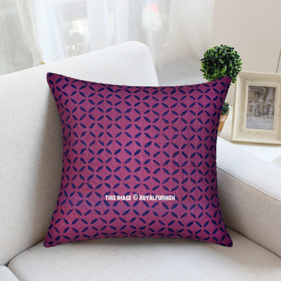 Purple Geometric Modern/Contemporary Canvas Throw Pillow Cover - RoyalFurnish.com