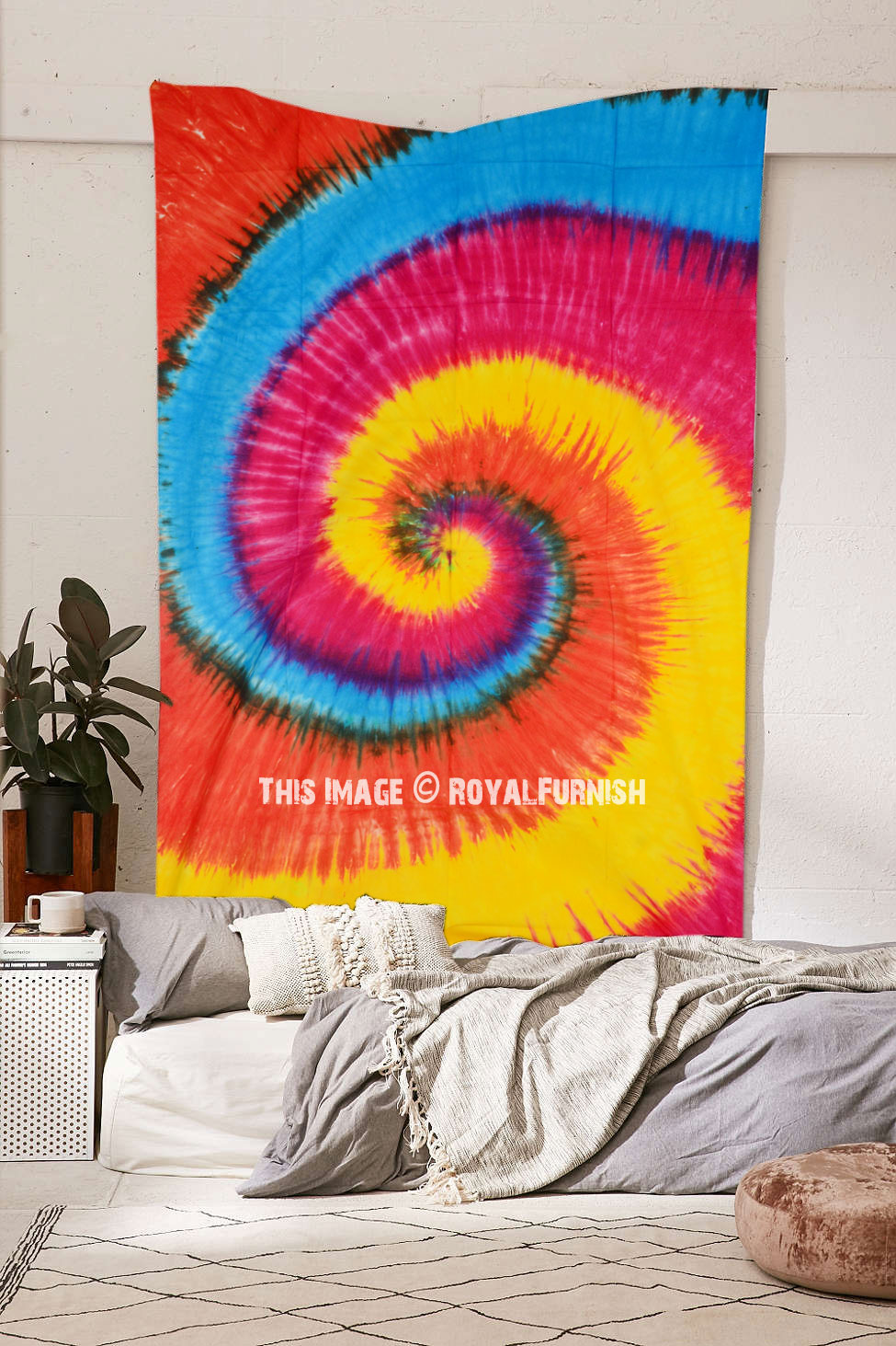 Tie Dye Spiral Psychedelic Tapestry Mandala Throw Indian Hippie Wall Hanging 