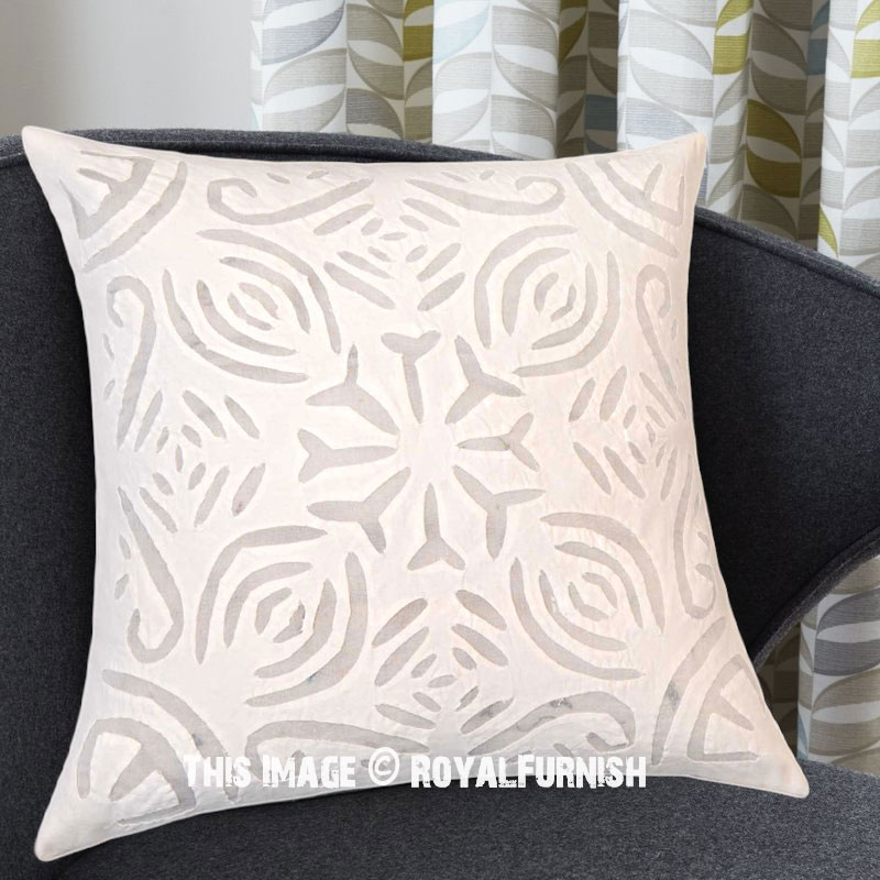 Appliqued Cotton Throw Pillow