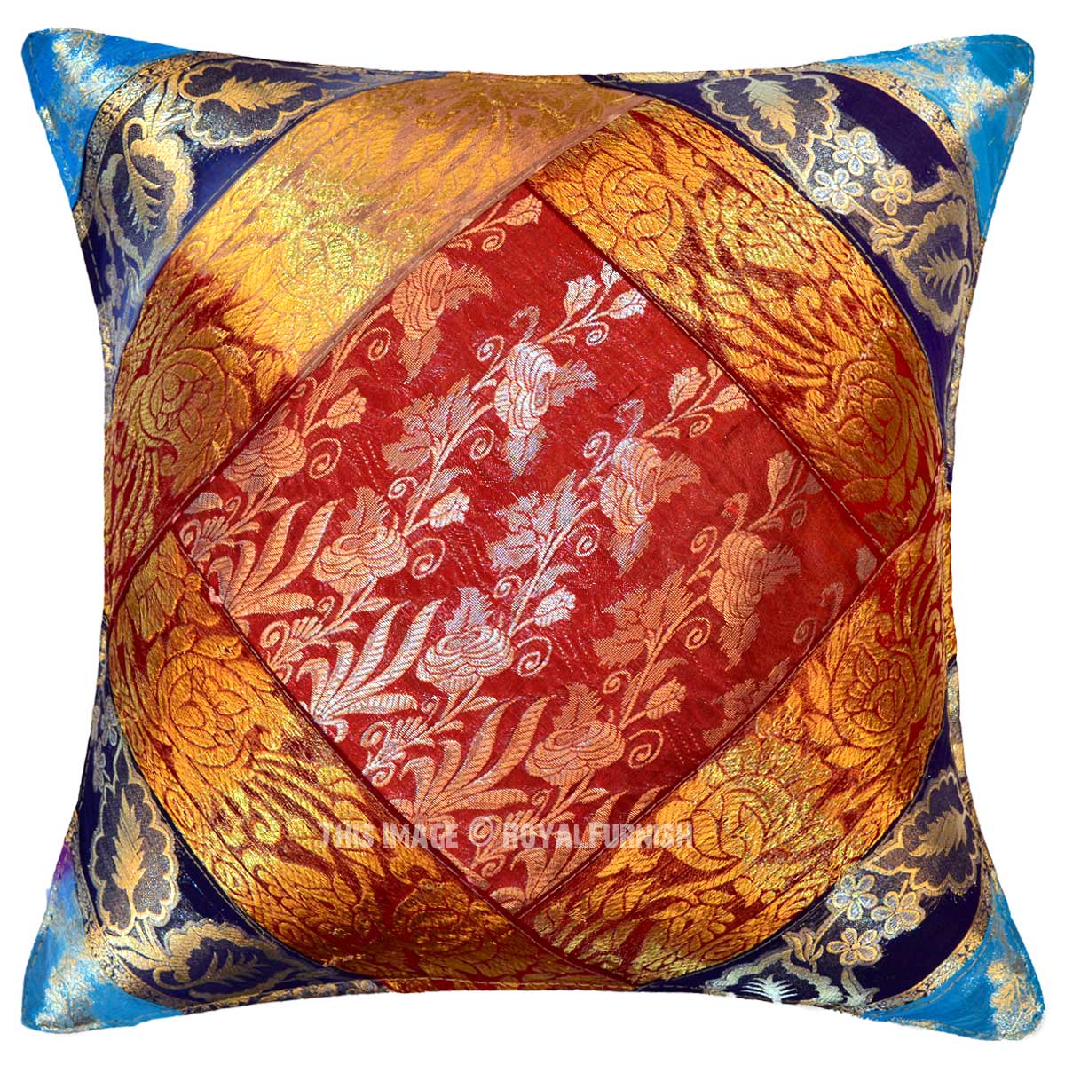 Multi Decorative and Boho Accent Unique Silk Sari Pillow Sham