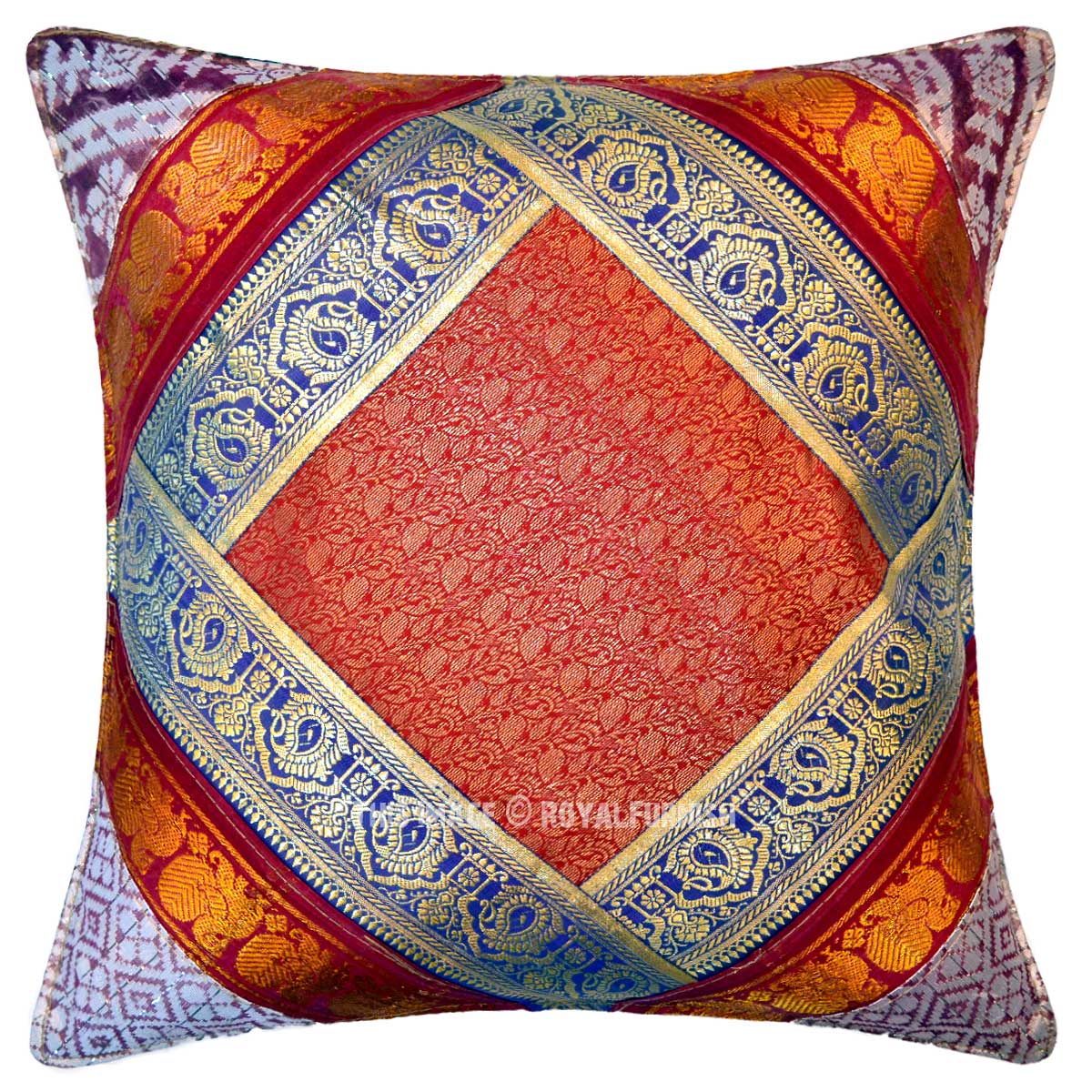 Decorative and Accent Unique OneOfAKind Bohemian Silk Sari Pillow