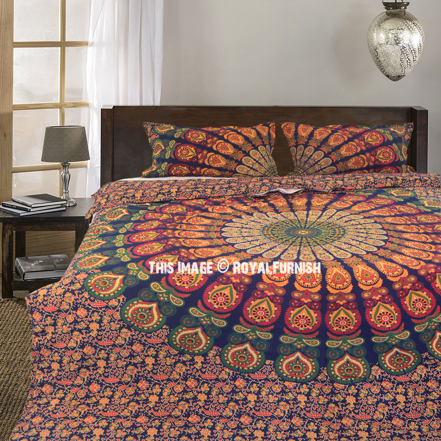 Multi Plum And Bow Devi Mandala Duvet Covers With Set Of 2 Pillow