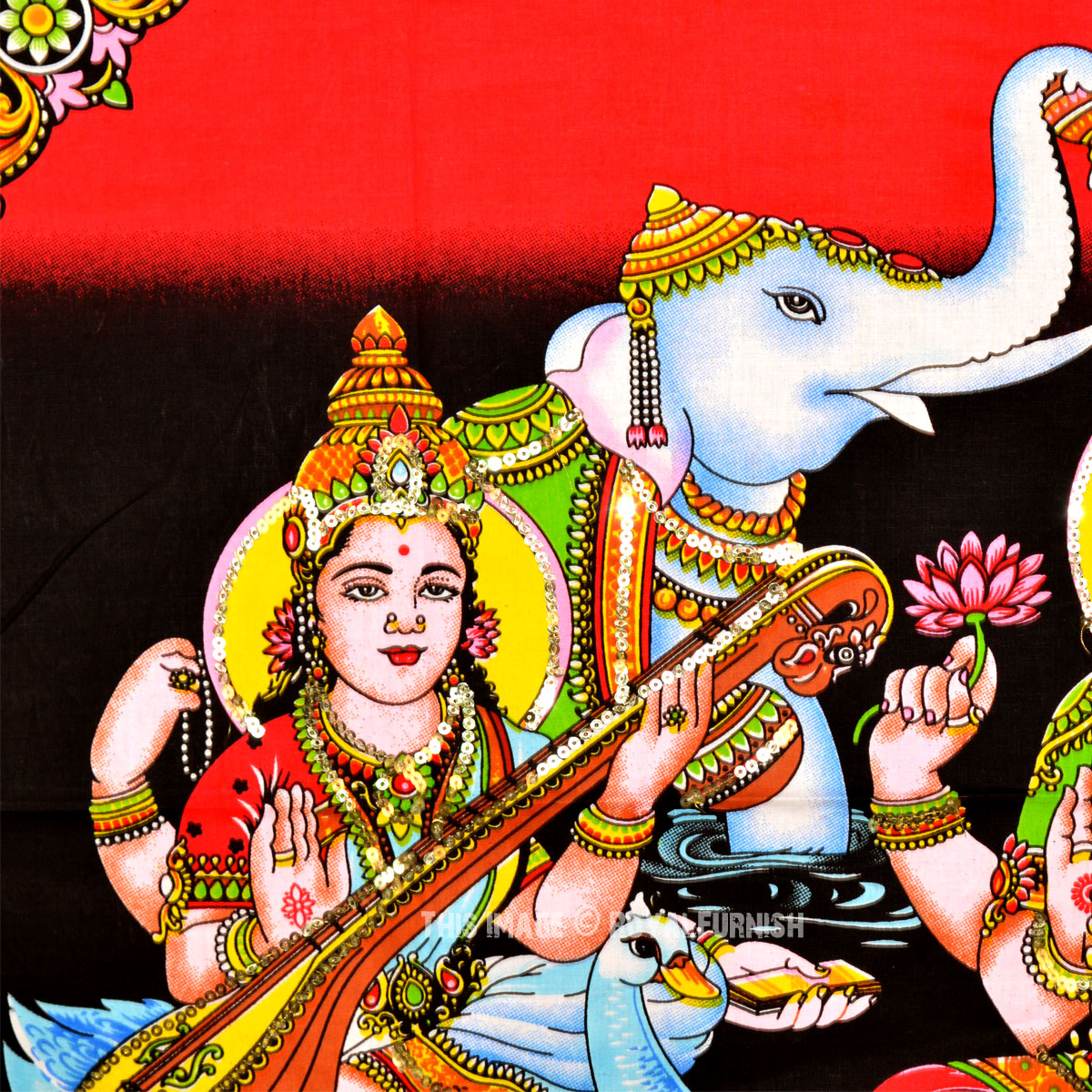 Hindu Goddess Laxhmi Cloth Fabric Poster Wall Hanging