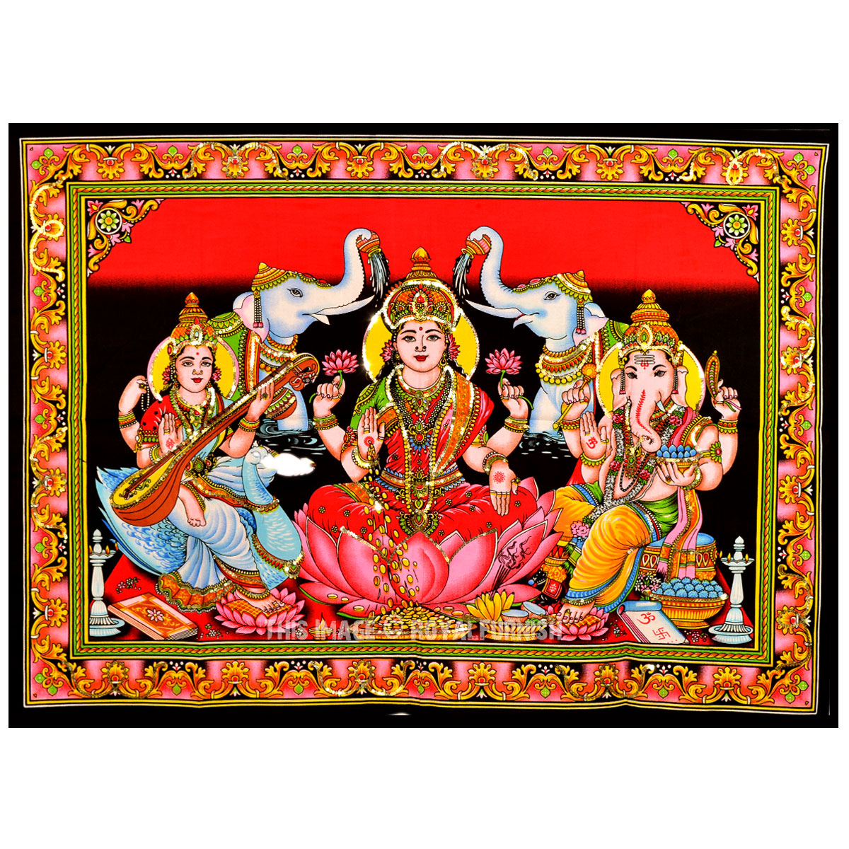 Hindu Goddess Laxhmi Cloth Fabric Poster Wall Hanging