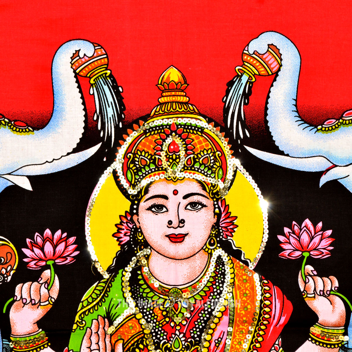 Hindu Goddess Laxhmi Cloth Fabric Poster Wall Hanging