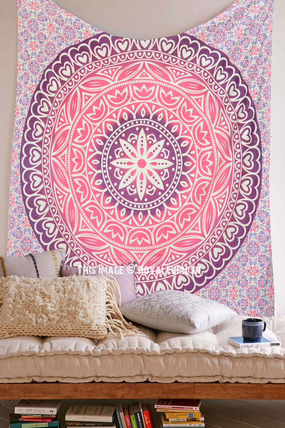 Pink and gray tapestry outlet