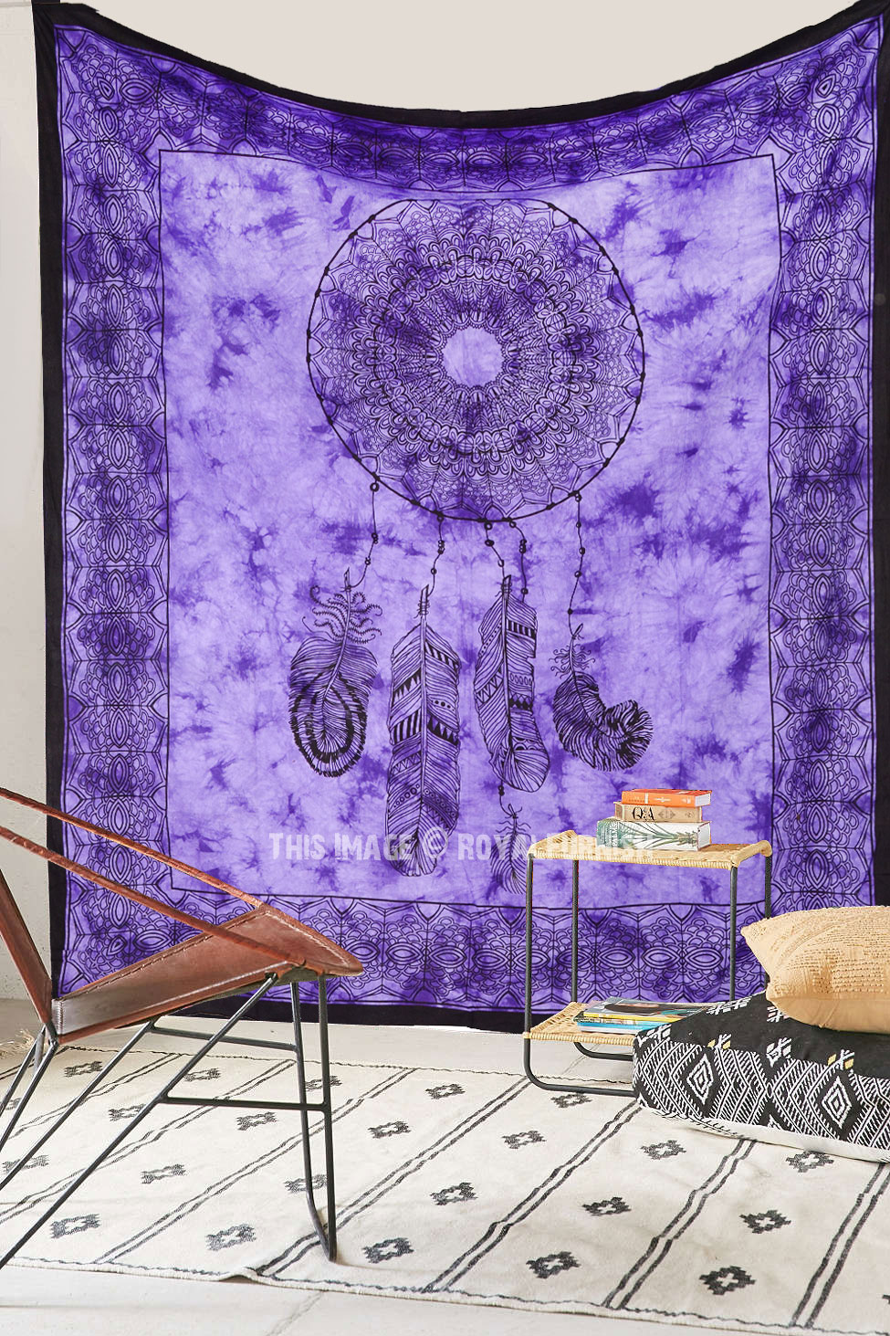 Purple Dream Catcher Cotton Tapestry