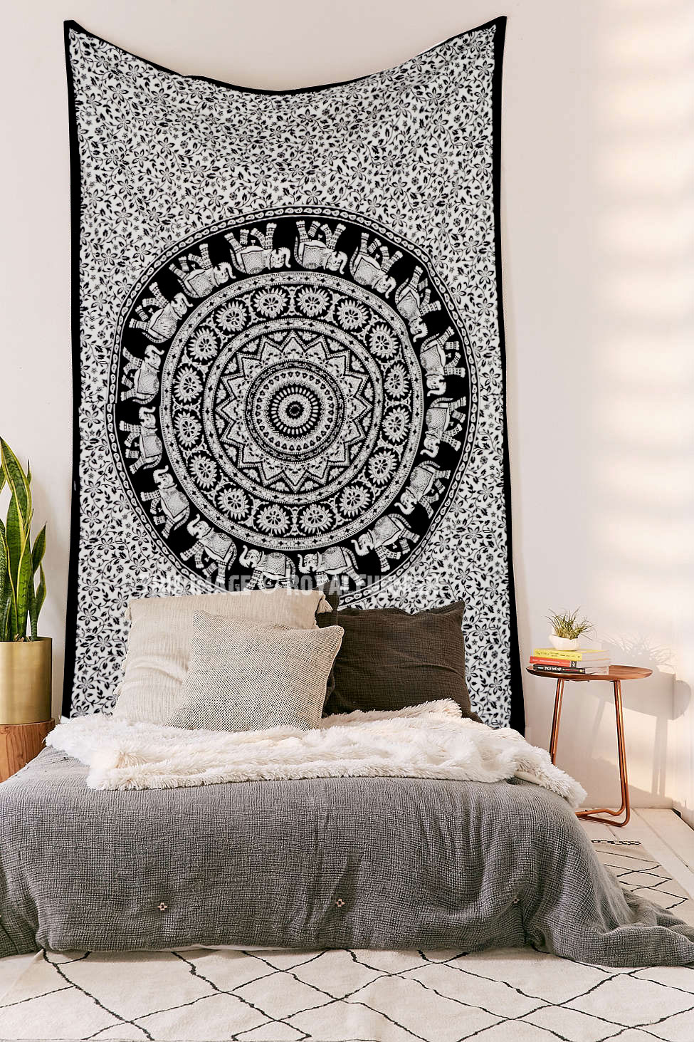Twin Black & White Hamsa Hand Tapestry Wall Hanging Hippie Room Decorative Throw 