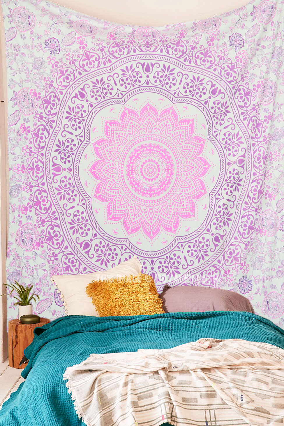 Pink Purple Folklorica Medallion Mandala Tapestry