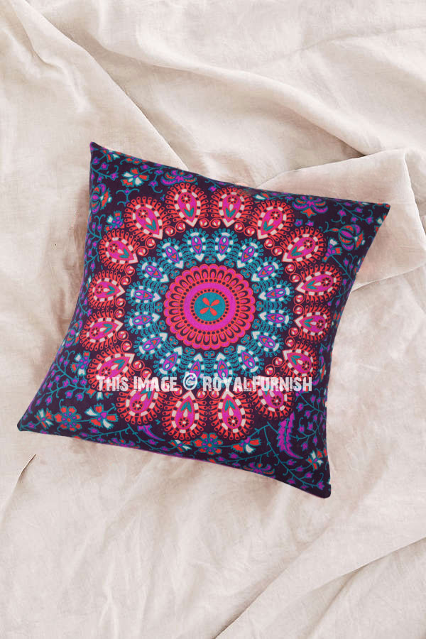 Pink Multi Decorative & Accent Indian Mandala Throw Pillow Case - RoyalFurnish.com