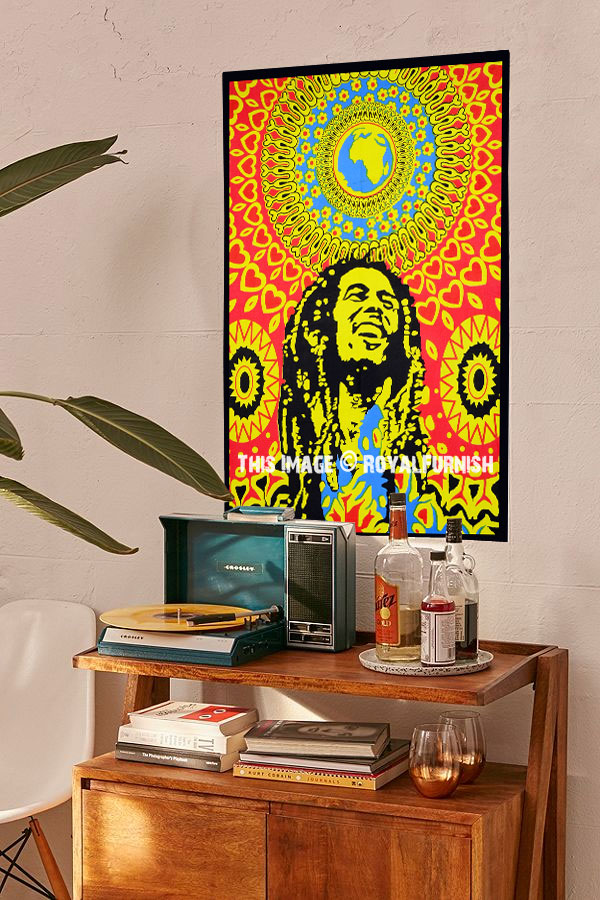 Bob Marley Small Tapestry Wall Hanging Posters Textile Cotton Home Decor Hippie 