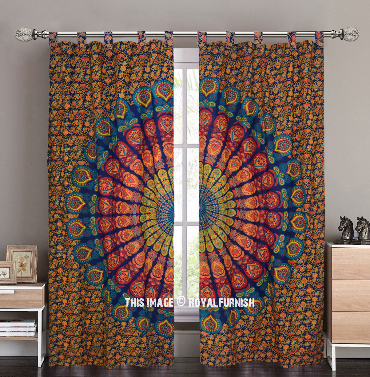 Zodia Astrology Bohemian Decor Window Curtain Indian Hippie Mandala Boho Valance 