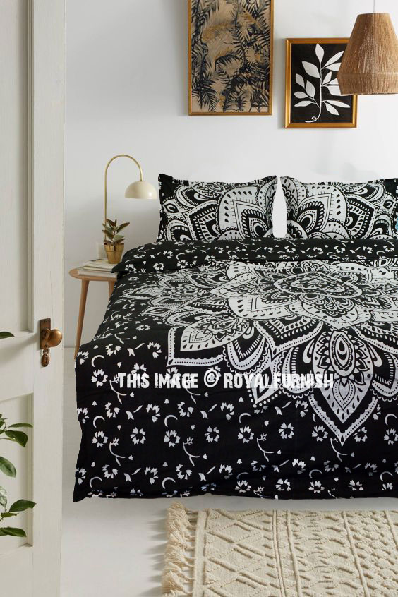 Black Silver Passion Mandala Duvet Covers With Set Of 2 Pillow