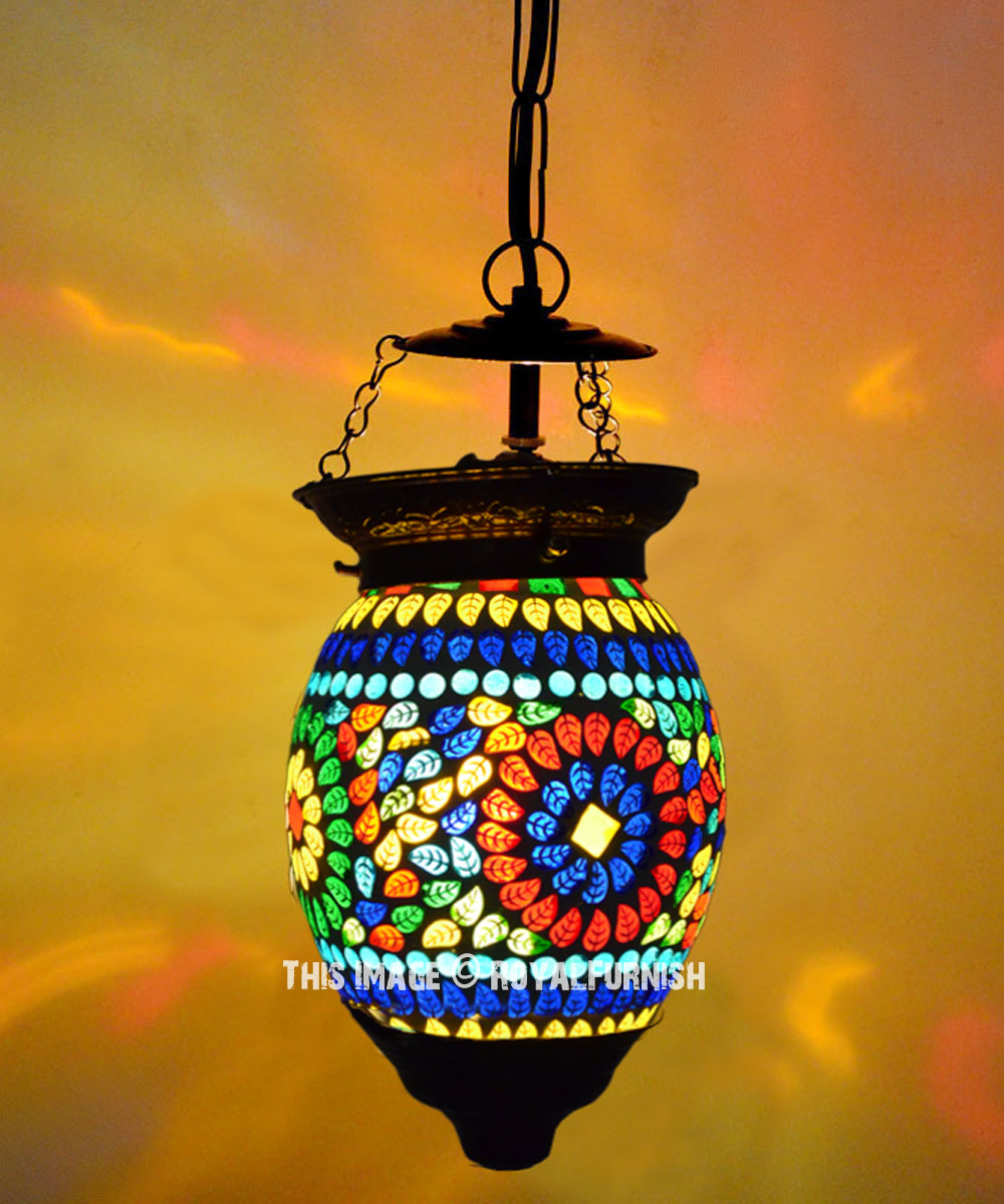 Unique Moroccan Design Mosaic Glass Pendant Light Lamp 6X8