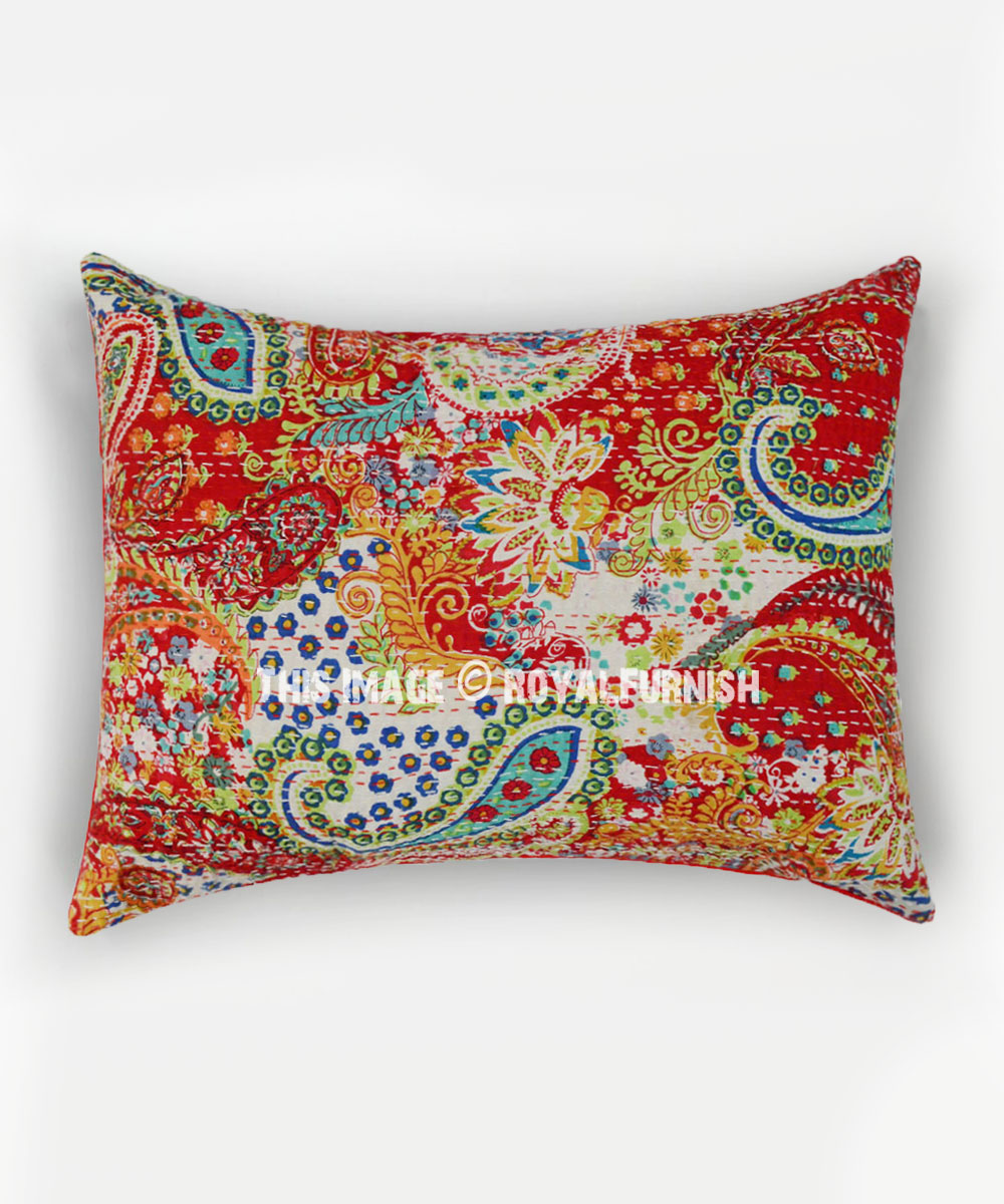 Red Paisley Textured Standard Pillow Cover Set of 2