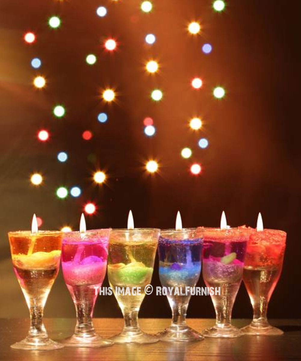 Colorful Scented Gel Candles in Mini Wine Glass - Set of 6
