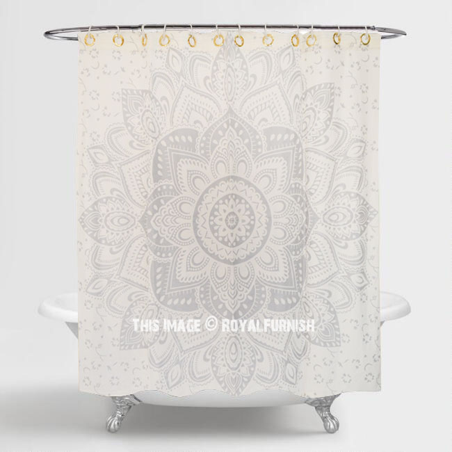 White Silver Passion Mandala Shower Curtain
