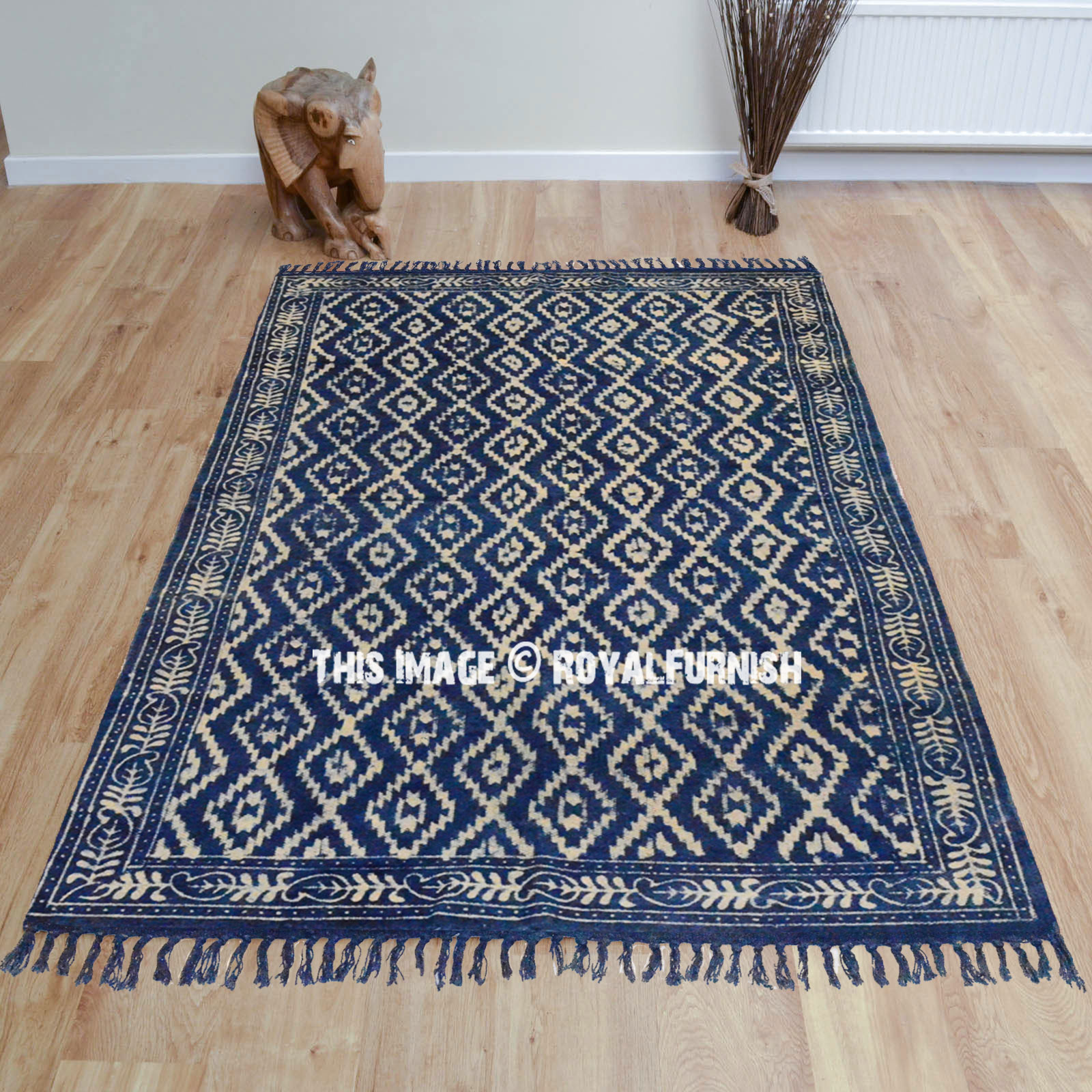 Blue Indigo Indoor Kilim Dhurrie Rug
