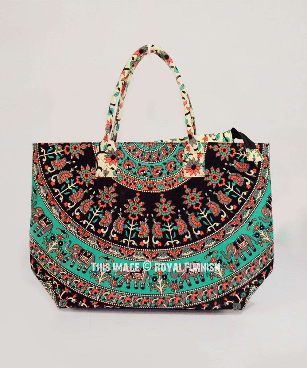 Beige Medallion Hippie Tote Bag